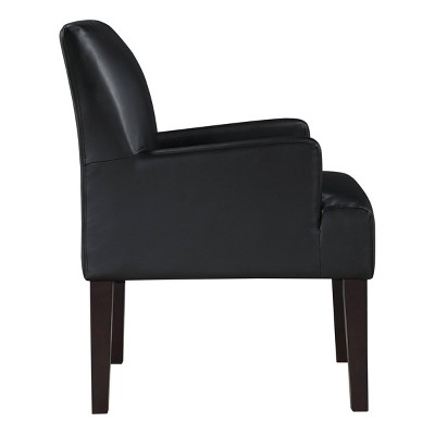 Black Faux Leather Accent Chair with Wood Legs