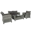 Outsunny 4 Pieces Patio Furniture Sets Rattan Wicker Chair w/ Table Outdoor Conversation Set with Cushion for Backyard Porch Garden Poolside and Deck - 4 of 4