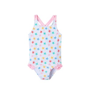 Andy & Evan  Toddler  Starfish Print Textured One Pc Swimsuit - 1 of 4