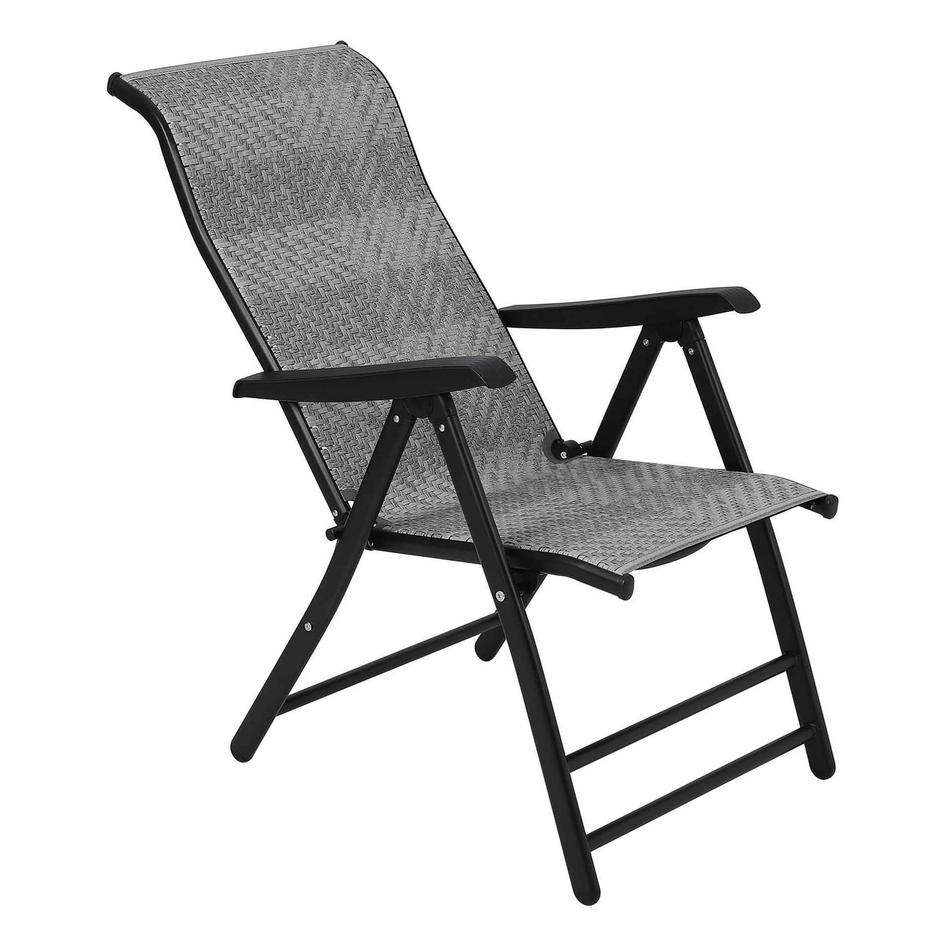 1-Piece Patio Chair Set, Folding Rattan Chairs with Adjustable High Backrest and Wide Armrests, Portable Outdoor Seating for Poolside, Balcony, Brown