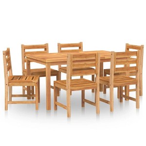 vidaXL Patio Dining Set Garden Outdoor Dining Table and Chairs Solid Teak Wood - 59.1" Table Length 6x Chair + Table 6 Items - 1 of 4