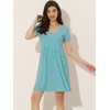 cheibear Women's U Neck Short Sleeve Lounge Dress Pajama Nightgown - 2 of 4