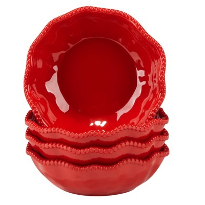 Certified International Set of 4 27oz Perlette Melamine All Purpose Bowls Red