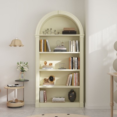FUFU&GAGA Arched - Top Cream Bookshelf - 5 - Tier Display Shelf for Home & Office