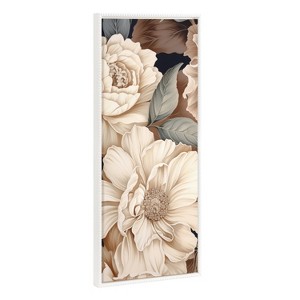 Kate & Laurel All Things Decor 18"x40" Sylvie Beaded Retro Glam Floral in Muted Color Tones Framed by The Creative Bunch Studio White - 1 of 4