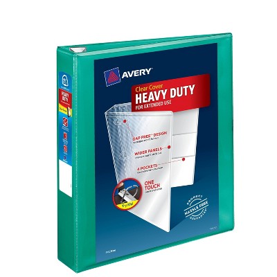 1.5&#34; Ring Binder Clear Cover Heavy Duty Green - Avery