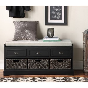 ACEPANO 44.1 in. W Homes Collection Wood Storage Bench with 3 Drawers and 3 Baskets-Black - 1 of 4