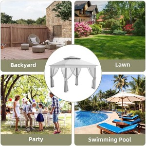 11x11Ft Outdoor Adjustable Height Gazebo, Pop Up Canopy Tent with Double Roofs, Patio Shelter with Mosquito Netting for Backyard, Garden, Lawn, Deck - 1 of 4