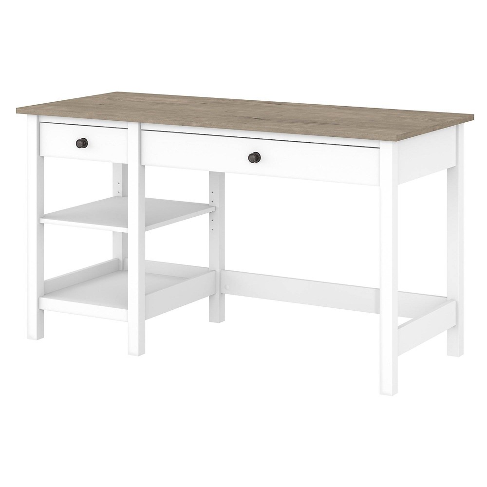 Photos - Office Desk 54W Mayfield Computer Desk with Shelves Shiplap Gray/Pure White - Bush Fur