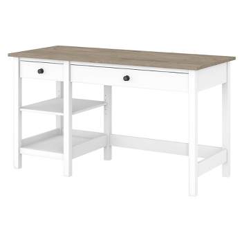 54W Mayfield Computer Desk with Shelves Shiplap Gray/Pure White - Bush Furniture