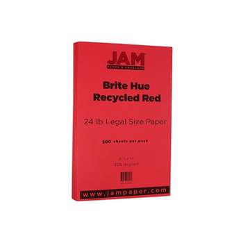 JAM Paper Legal Colored 24lb Paper 8.5 x 14 Red Recycled 500 Sheets/Ream 101337B