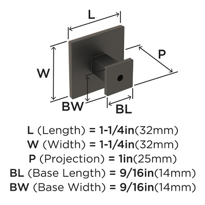 Oil Rubbed Bronze Square Cabinet Knob with Mounting Hardware