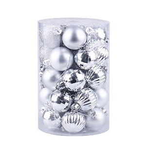34 PCS Shatterproof Christmas Ball Ornaments Set - Bulk Xmas Tree Decor for Holiday, Wedding & Mardi Gras Party, Hanging Decorations (Silver) - 1 of 4
