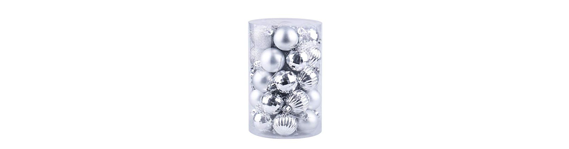 34 PCS Shatterproof Christmas Ball Ornaments Set - Bulk Xmas Tree Decor for Holiday, Wedding & Mardi Gras Party, Hanging Decorations (Silver)