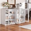 36 in. Tall Wood Grain Storage Cabinet in White, Storage Organizer with 2 Glass Doors for Bedroom Living/Dinning Room - 3 of 4