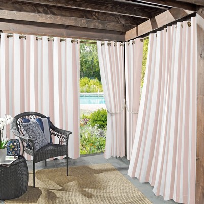 Sun Zero Room Darkening Valencia Striped UV Protectant Grommet Indoor/Outdoor Curtain Panel