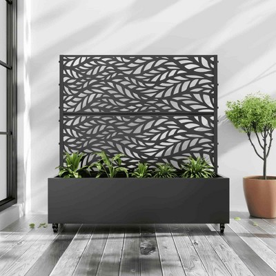 Lirago Iron Black Arch Mobile Planters Planting Box Trellis for Climbing Plants - 47x47