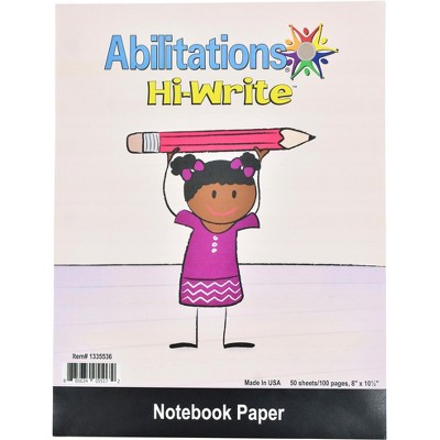 Abilitations Hi-Write Wide Ruled Notebook Paper, 100 Pages/50 Sheets