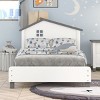 KTMBDW Twin/Full Size Platform Bed Frame, Twin Size Bed with House-shaped Headboard, No Box Spring Needed - 2 of 4
