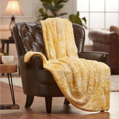 Chanasya Wolf Faux Fur Throw Blanket with Plush Faux Shearling Side