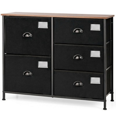 Costway 5 Drawer Dresser Fabric Storage Tower Unit for Bedroom Hallway Closets