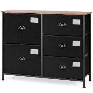 Costway 5 Drawer Dresser Fabric Storage Tower Unit for Bedroom Hallway Closets - 1 of 4