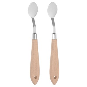 Unique Bargains Stainless Steel Wood Handle Flexible Polished Painting Mixing Knife 2 Pcs - 1 of 4