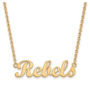 Black Bow Jewelry 14k Yellow Gold Plated Sterling Silver Mississippi Rebels NCAA Necklace 18 Inch - 1 of 2