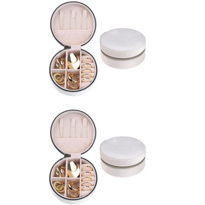Unique Bargains Travel Gifts Small Portable Plush Velvet Jewelry Display Organizer 2 Pcs