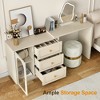 Heynemo Large Extendable Makeup Vanity Desk, Corner Vanity Table with 3 Drawer & Door, Modern Dressing Table and Chest of Drawers Combo, Beige - 3 of 4