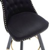 Sapphtopaz Swivel Bar Stools Set of 2, Upholstered Counter Dining Chairs with Nailhead and Back Pull Loop, High Chair for Kitchen, Living Room - 3 of 4