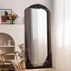 PexFix 28 in. W x 67 in. H Rustic Arched Solid Wood Framed DIY Carved Full Length Mirror in Charcoal - 2 of 4