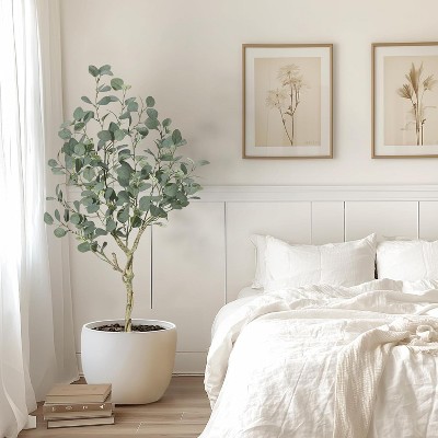 Eucalyptus Tree Artificial 4/5/6ft, Faux Eucalyptus Tree with Silver Dollar Leaves, Home Office Decor Indoor