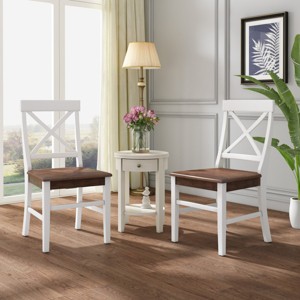 Coolbibila-Accent Chair Wood With Openwork Cross Backrest, Accent Chair Modern Set Of 2, Accent Chair Armless, Farm Dining Room Chairs - 1 of 4
