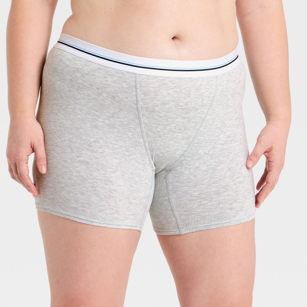 Women's Cotton Rib Boxer Briefs- Wild Fable™ Heather Gray XXL