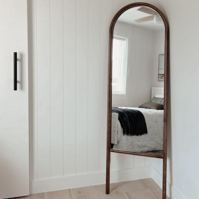 20"x65" Wood Arched Floor Mirror Walnut - Threshold™ Designed With ...