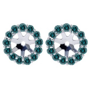 Pompeii3 Women's 3/4ct Halo Blue Diamond Earring Jackets 14K White Gold (4.5-6mm) - 1 of 4