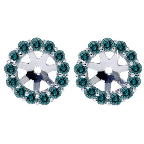 3/4ct Diamond Halo Earring Studs Jackets 14K White Gold (6-6.7mm)