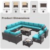 ALAULM 15 Pieces Patio Furniture Set, Rattan Wicker Outdoor Conversation Sets, Furniture Sofa Set w/43in Propane Fire Pit Table - 4 of 4
