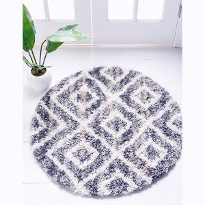 Unique Loom    Hygge Shag Diamond Area Rug - 1 of 4