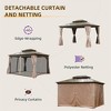 Gloweer Outdoor Hardtop Aluminum Gazebo Permanent with Polycarbonate Double Roof, with Curtain and Net - 4 of 4