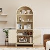 70" Tall Bookcase Wood Bookshelf with 5 Shelves Adjustable,Farmhouse Arched Storage Cabinet for Living Room - 2 of 4