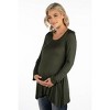 24seven Comfort Apparel Womens Long Sleeve Solid Color Swing Style Flared Maternity Tunic Top - 2 of 4