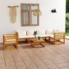vidaXL Acacia Wood Patio Lounge Set - Cream Cushions, 7 Piece Outdoor Furniture Set, Removable Padded Seats, Modern Design with Coffee Table - 2 of 4