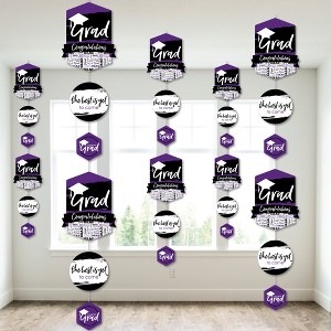 Big Dot of Happiness Purple Graduation Party DIY Dangler Backdrop - Hanging Vertical Decorations - 30 Pieces - 1 of 4