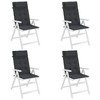 vidaXL Chair Cushion Outdoor High Back Chair Cushion Seat Pad Oxford Fabric - Black 4 pcs - 4 of 4