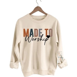 Plus Size Sweatshirts Tops with Crew Neck Long Sleeve Pullover Sweat Shirts Slogan Plus Size Sweatshirts  Faith Worshipper Shirts - 1 of 2