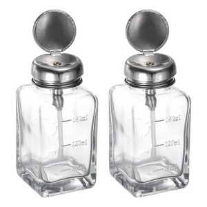 Unique Bargains Glass Makeup Remover Nail Polish Push Down Alcohol Dispenser Bottles 2 Pcs 6Oz / 180ML - 1 of 4