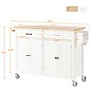 OUTSUPPLY Kitchen Island Cart with Locking Wheels, 4 Door Cabinet and Two Drawers, Spice Rack, Towel Rack - 4 of 4