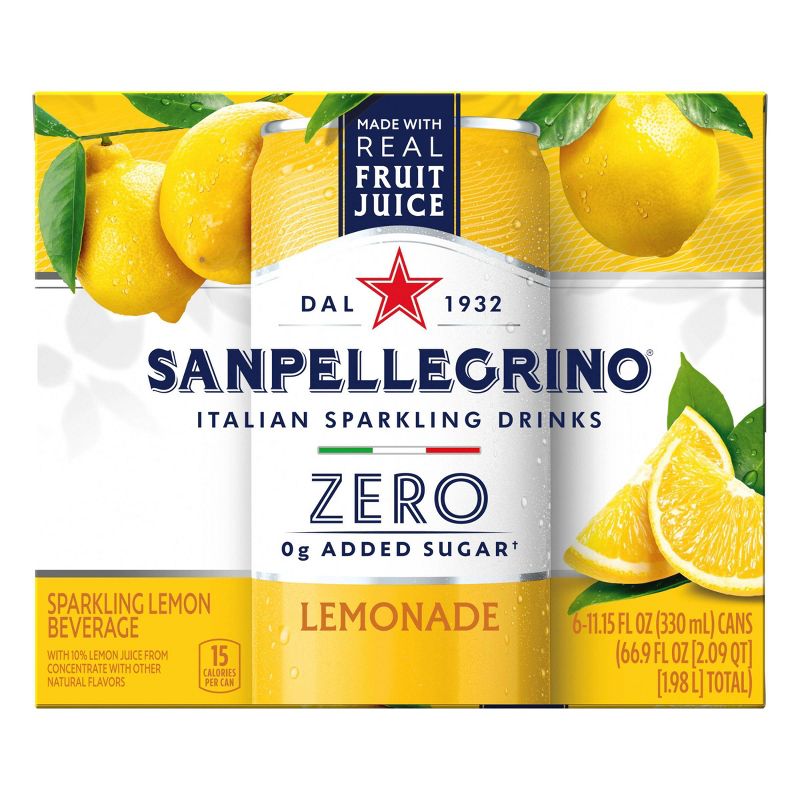 Sanpellegrino Zero Limonata Italian Sparkling Drink - 6pk/11.15 fl oz Cans, 1 of 6